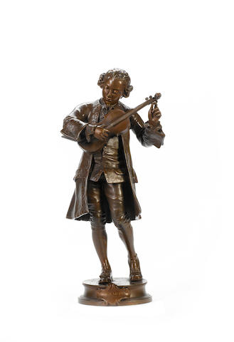 Adrien-Etienne Gaudez, French (1845-1902) A bronze figure of the young Wolfgang Amadeus Mozart