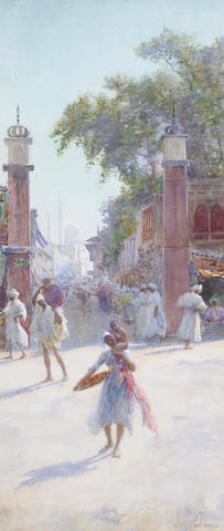 Alfred Edward Emslie, ARWS (British, 1848-1918) An Indian street scene