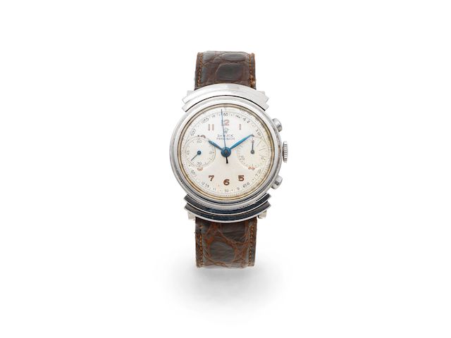 Rolex. A stainless steel manual wind chronograph wristwatch with stepped hooded lugs Ref: 2917, Circa 1938