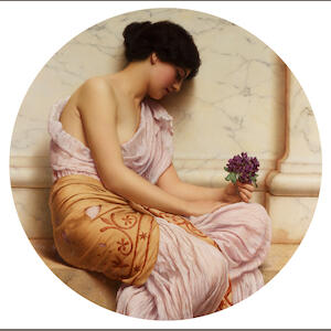John William Godward, RBA (British 1861-1922) Violets, sweet violets tondo, 92 cm. (36 1/4 in.)