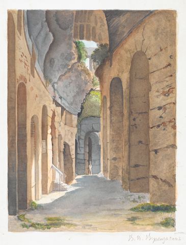Vasili Petrovich Vereshchagin (Russian, 1835-1909) The ruins of the Coliseum, Rome image: 22 x 16.8cm (8 11/16 x 6 5/8in). unframed