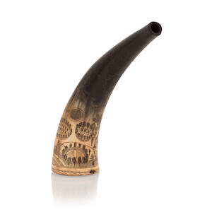 A 19th century Scottish masonic powder horn
Estimate: £400 - 600, US$ 610 - 920, €460 - 700
A 19th century Scottish masonic powder horn