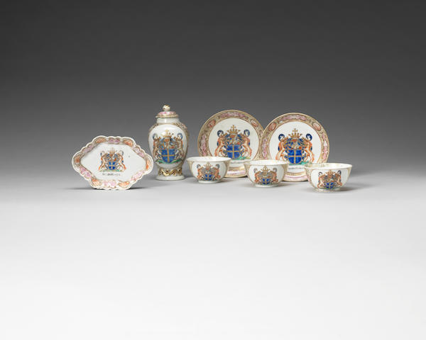 A selection of armorial tea wares for the Belgian Market Qianlong, circa 1740-1750