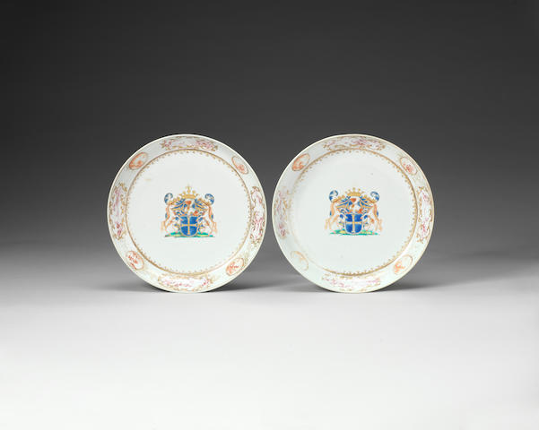 A pair of armorial dishes for the Belgian Market Qianlong, circa 1740-1750