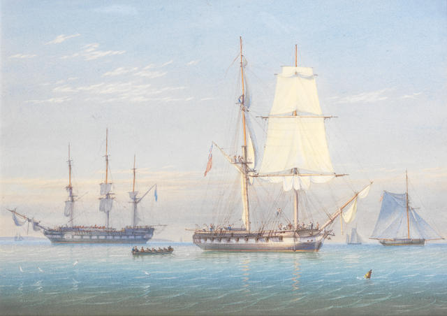 William Joy (British, 1803-1867) and John Cantiloe Joy (British, 1806-1866) Moored vessels