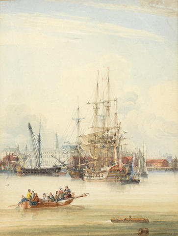 Samuel Owen (British, 1768-1857) Shipping on the Thames