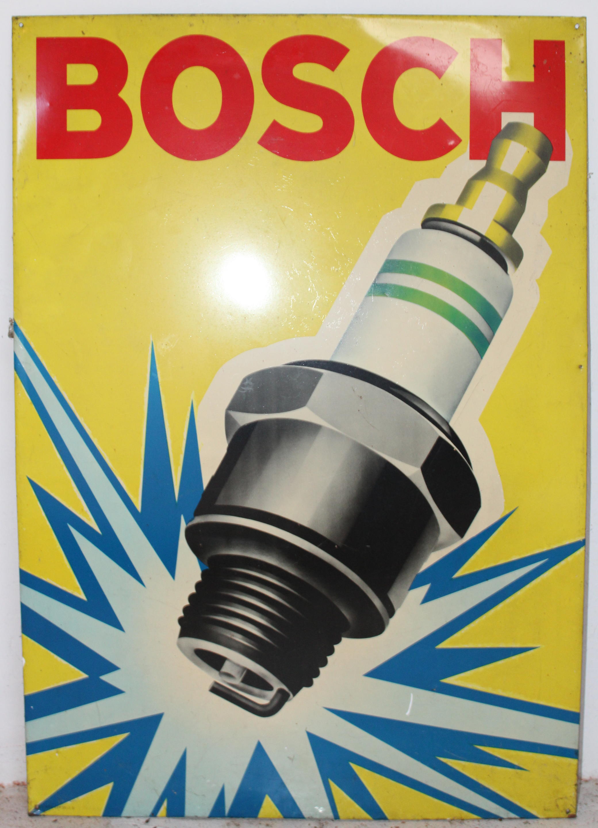 Bonhams Cars : A Bosch spark plug printed tin sign,