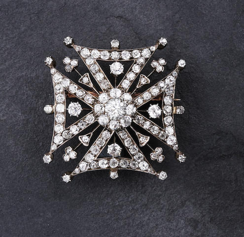 Bonhams : A Victorian diamond brooch in the form of a Maltese Cross