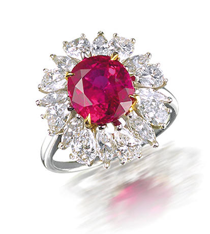 Bonhams : A ruby and diamond ring, by Harry Winston