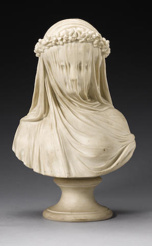 Bonhams : A Copeland parian bust of 'The Veiled Bride' dated 1876