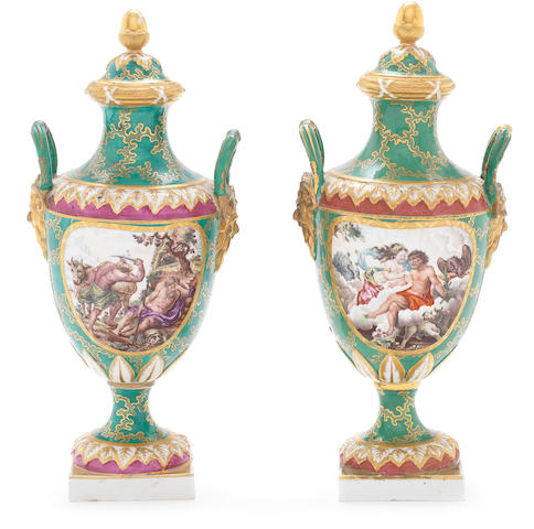 Bonhams : A pair of Chelsea-Derby vases, circa 1775