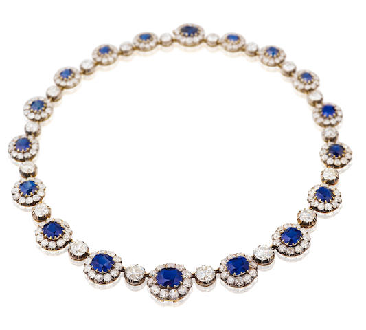 Bonhams : A late 19th century sapphire and diamond necklace