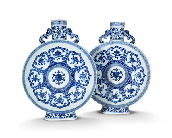 Bonhams : An exceptionally rare pair of Imperial blue and white ...