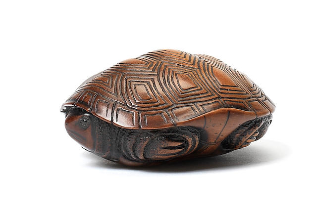 Bonhams : A wood netsuke of a tortoise By Naito Toyomasa (1773-1856 ...