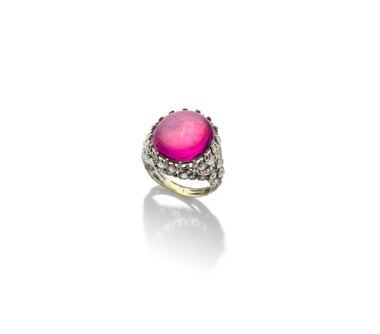 Bonhams : A late 19th century pink sapphire ring