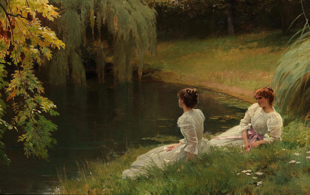Bonhams : Louis Emile Adan (French 1839-1937) Elegant ladies at rest ...
