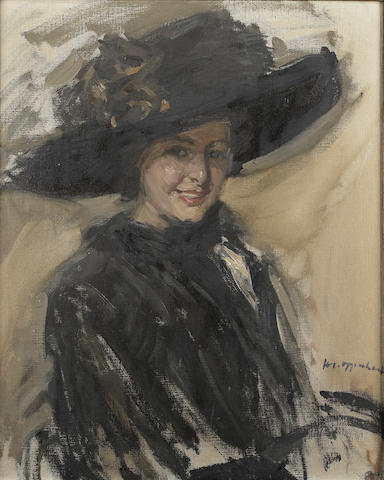 Download Bonhams Joseph Oppenheimer 1876 1966 Portrait Of A Lady In A Hat 69 X 56 5 Cm 27 1 8 X 22 1 4 In
