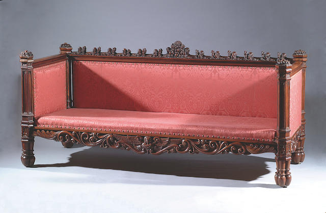 Bonhams : A Victorian carved mahogany gothic sofa, in the manner of Richard  Bridgens