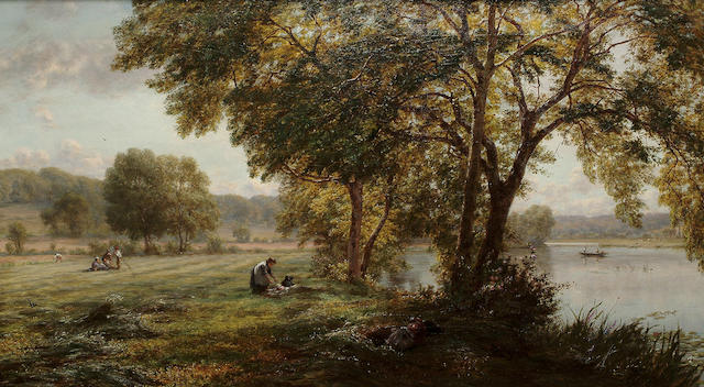Bonhams : Walter Field (British, 1837-1901) New Mown Hay, 51 x 90 cm ...