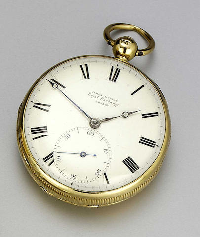Bonhams : An early 19th century 18ct gold open faced pocket watch James
