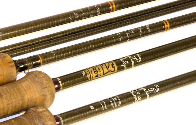 Bonhams : A Hardy 'The Favourite' two piece graphite spinning rod 8ft 6in