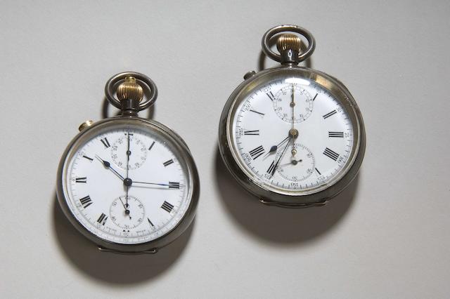 Bonhams : An early 20th century silver open faced chronograph pocket ...