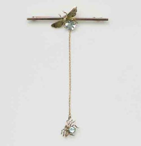 Victorian Spider and the Fly Brooch