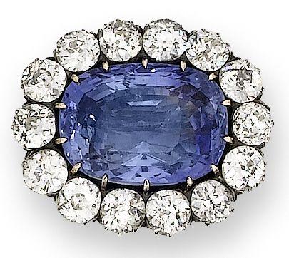 Bonhams : A late 19th century sapphire and diamond brooch,