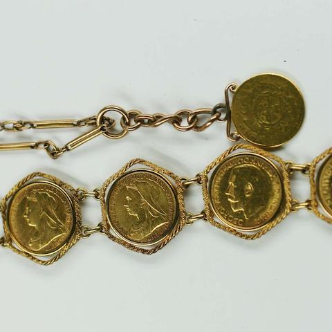 Bonhams : A sovereign bracelet The six sovereigns, Victoria 1893 and ...