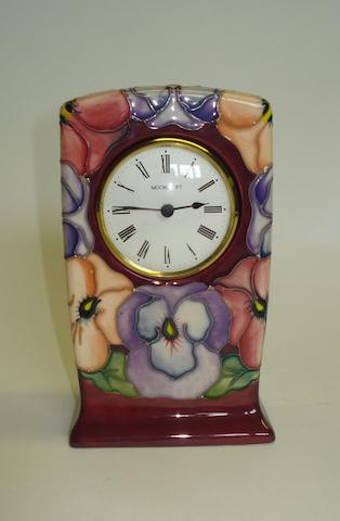 Bonhams : A Moorcroft Pansy desk clock