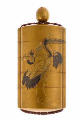 Bonhams : A gold lacquer four-case inro By Hirose Nagaharu, 19th century