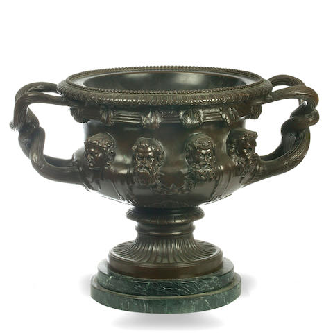 Bonhams : A French bronze twin handled Warwick vase
