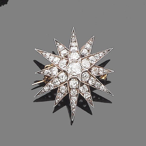 Bonhams : A late 19th century diamond star brooch/pendant,