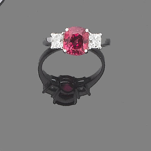 Bonhams : A pink spinel and diamond ring