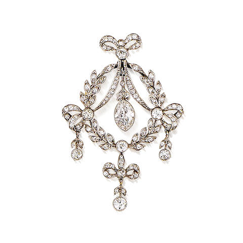 Bonhams : Diamond brooch pendant, c1905, Collingwood fitted case ...