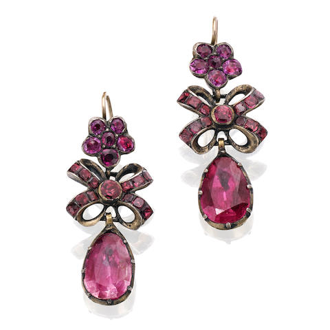 Bonhams : A pair of 19th century pendent earrings