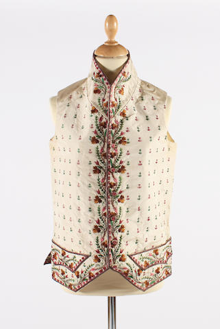 Bonhams : A late 18th century embroidered waistcoat