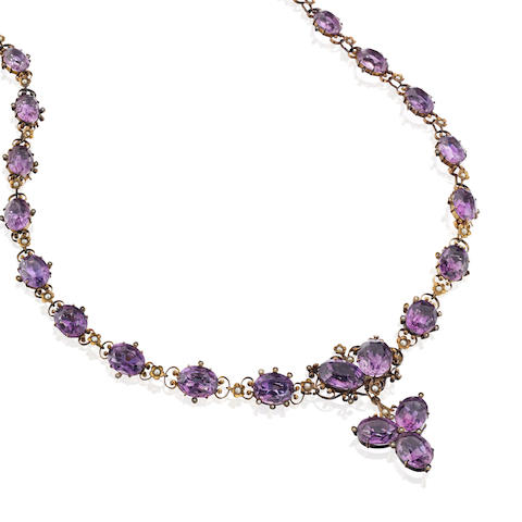 Bonhams : A late Victorian amethyst and seed pearl necklace