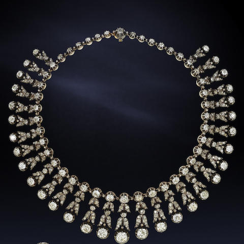 Bonhams : A late 19th century diamond fringe necklace