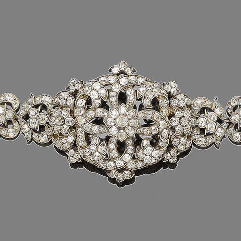 Bonhams : A mid 19th century diamond bracelet/pendant/brooch combination,