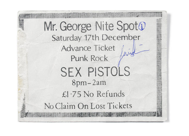 Bonhams The Sex Pistols A Ticket For The Sex Pistols At Mr George