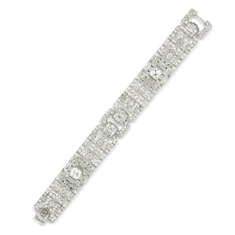 Bonhams : An art deco diamond bracelet, by Lacloche Frères,