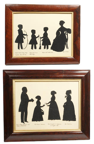 Bonhams Augustin Amant Constant Fidele Edouart French 17 1861 Two Groups Of Silhouettes Of The Persse Family And The Anderson Family The Former A Mother And Three Children All Holding Toys The