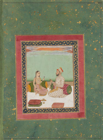 Bonhams : A prince and a maiden seated in conversation on a terrace ...