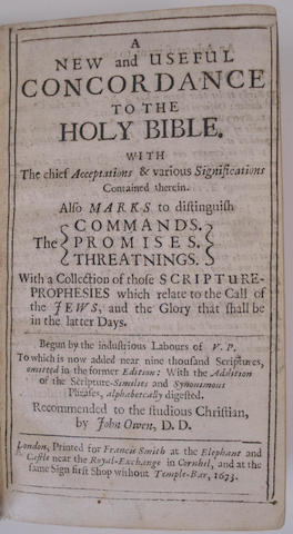 Bonhams Bible In English Authorised Version The Holy Bible Containing The New And Old Testament 1619 And Vavasor New Concordance 1673 2