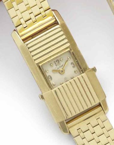 Bonhams : Cartier. A fine and rare lady's 18ct gold back winding ...