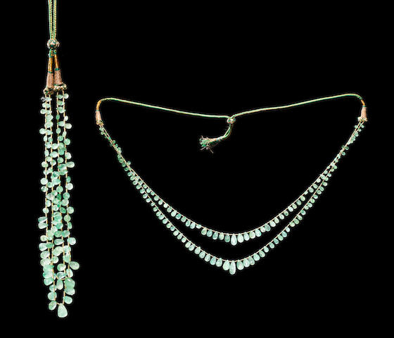 Bonhams : Two emerald and gold wire Necklaces India, 20th Century(2)
