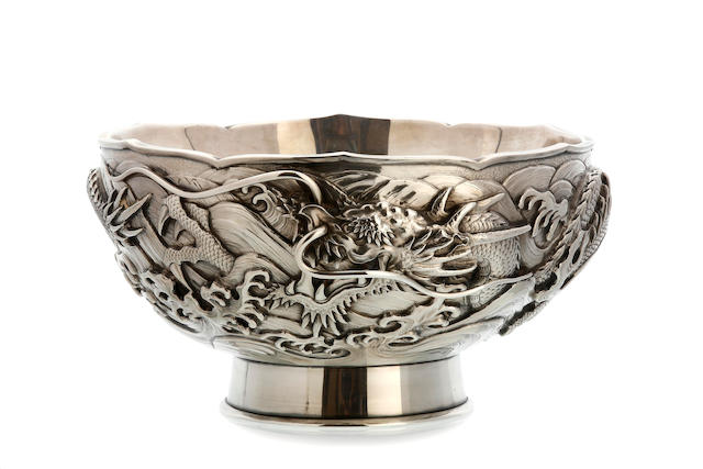 Bonhams : A Japanese silver bowl, marked Pure Silver, early 20th century