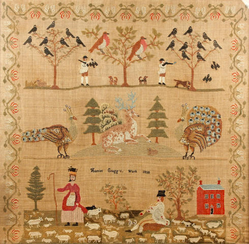 Bonhams : A large early Victorian needlework pictureby Harriet Cragg
