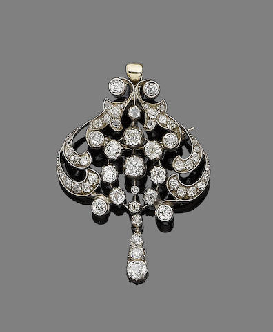 Bonhams : A late 19th century diamond brooch/pendant necklace ...